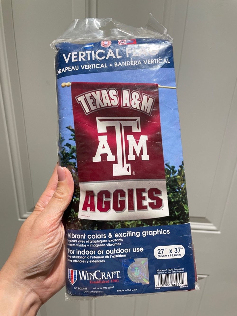 Texas A&M Aggies Maroon & White Indoor Outdoor WinCraft Large Vertical Flag